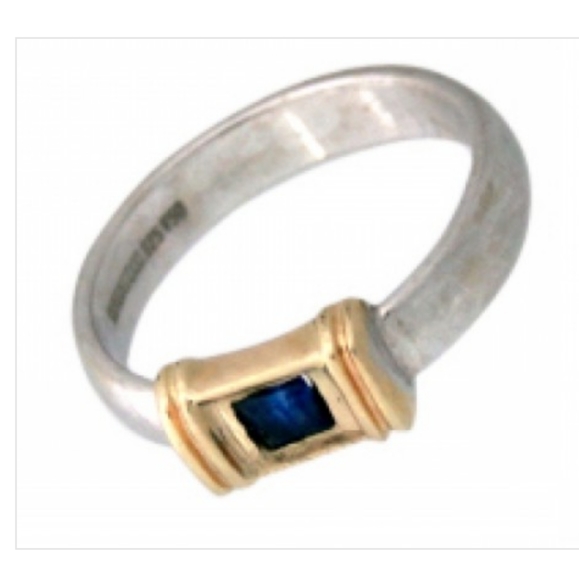 SOLD IN OUR STORE 18K Tiffany & Co. Sapphire Yellow Gold Sterling Silver Ring - Picture 4 of 4
